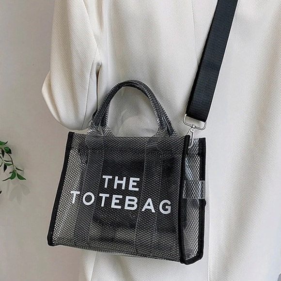 Clear Transparent Black Shoulder Tote Bag - Picture 4 of 10